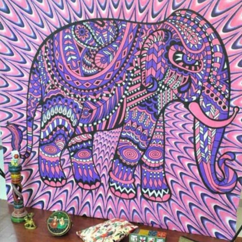 Tapisserie-mandala-elephant-décorative
