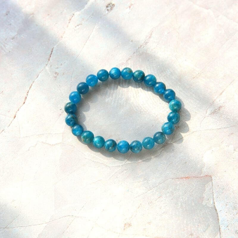 Blue Apatite Elastic Bracelet - 6mm Beads | New Moon Beginnings